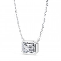 Emerald Lab Diamond Pendant Necklace 14K White Gold (1.50ct)