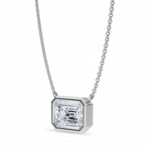 Emerald Lab Diamond Pendant Necklace 14K White Gold (2.00ct)