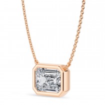 Emerald Lab Diamond Solitaire Pendant Necklace 14K Rose Gold (2.50ct)
