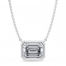 Emerald Lab Diamond Pendant Necklace 14K White Gold (2.50ct)