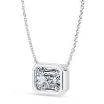 Emerald Lab Diamond Pendant Necklace 14K White Gold (2.50ct)