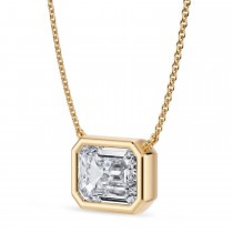 Emerald Lab Diamond Pendant Necklace 14K Yellow Gold (3.00ct)