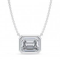 Emerald Lab Diamond Pendant Necklace 14K White Gold (3.50ct)