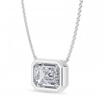 Emerald Lab Diamond Pendant Necklace 14K White Gold (3.50ct)