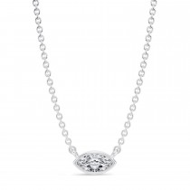 Marquise Lab Diamond Pendant Necklace 14K White Gold (0.25ct)