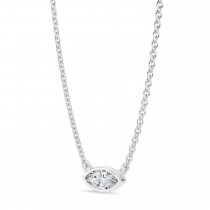 Marquise Lab Diamond Pendant Necklace 14K White Gold (0.25ct)
