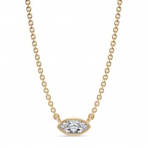 Marquise Lab Diamond Pendant Necklace 14K Yellow Gold (0.25ct)