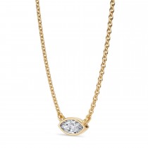 Marquise Lab Diamond Pendant Necklace 14K Yellow Gold (0.25ct)