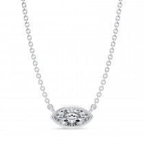 Marquise Lab Diamond Pendant Necklace 14K White Gold (0.50ct)