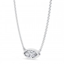 Marquise Lab Diamond Pendant Necklace 14K White Gold (0.50ct)