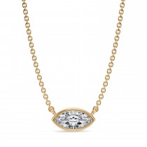 Marquise Lab Diamond Solitaire Pendant Necklace 14K Yellow Gold (0.50ct)