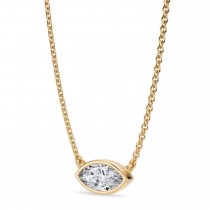 Marquise Lab Diamond Solitaire Pendant Necklace 14K Yellow Gold (0.50ct)