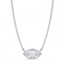 Marquise Lab Diamond Pendant Necklace 14K White Gold (0.75ct)