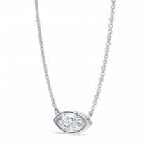 Marquise Lab Diamond Pendant Necklace 14K White Gold (0.75ct)