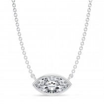 Marquise Lab Diamond Pendant Necklace 14K White Gold (1.00ct)