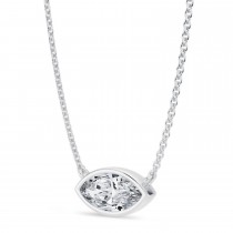 Marquise Lab Diamond Pendant Necklace 14K White Gold (1.00ct)