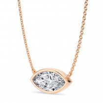 Marquise Lab Diamond Solitaire Pendant Necklace 14K Rose Gold (1.50ct)