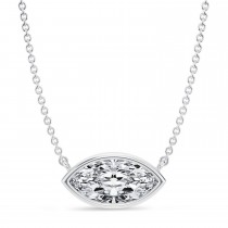 Marquise Lab Diamond Pendant Necklace 14K White Gold (1.50ct)