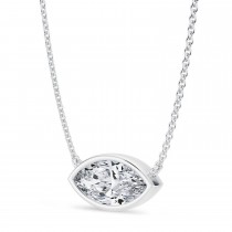 Marquise Lab Diamond Pendant Necklace 14K White Gold (1.50ct)