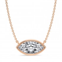 Marquise Lab Diamond Solitaire Pendant Necklace 14K Rose Gold (2.00ct)