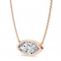 Marquise Lab Diamond Solitaire Pendant Necklace 14K Rose Gold (2.00ct)