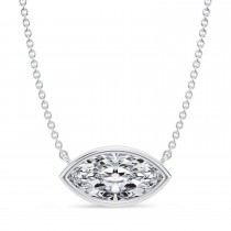 Marquise Lab Diamond Pendant Necklace 14K White Gold (2.00ct)