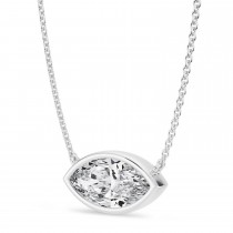 Marquise Lab Diamond Pendant Necklace 14K White Gold (2.00ct)