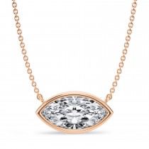 Marquise Lab Diamond Solitaire Pendant Necklace 14K Rose Gold (2.50ct)