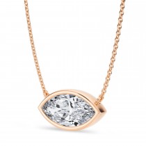 Marquise Lab Diamond Solitaire Pendant Necklace 14K Rose Gold (2.50ct)