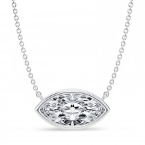 Marquise Lab Diamond Pendant Necklace 14K White Gold (2.50ct)