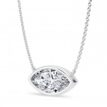 Marquise Lab Diamond Pendant Necklace 14K White Gold (2.50ct)