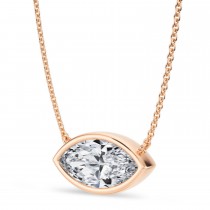 Marquise Lab Diamond Solitaire Pendant Necklace 14K Rose Gold (3.00ct)