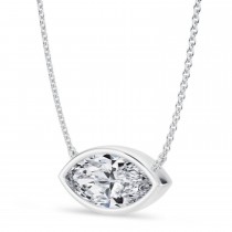 Marquise Lab Diamond Pendant Necklace 14K White Gold (3.00ct)