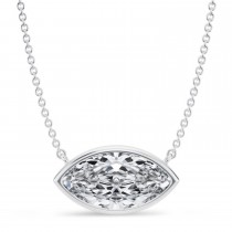 Marquise Lab Diamond Pendant Necklace 14K White Gold (3.50ct)