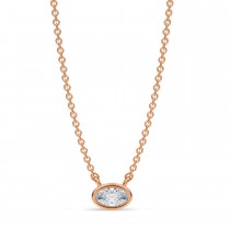 Oval Lab Diamond Pendant Necklace 14K Rose Gold (0.25ct)