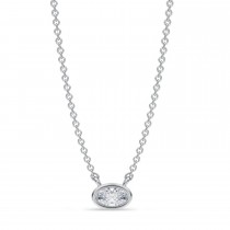 Oval Lab Diamond Pendant Necklace 14K White Gold (0.25ct)