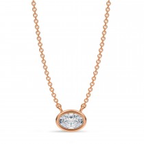 Oval Lab Diamond Pendant Necklace 14K Rose Gold (0.50ct)