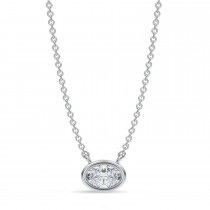 Oval Lab Diamond Pendant Necklace 14K White Gold (0.50ct)