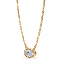 Oval Lab Diamond Solitaire Pendant Necklace 14K Yellow Gold (0.50ct)