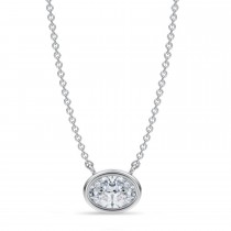 Oval Lab Diamond Pendant Necklace 14K White Gold (0.75ct)