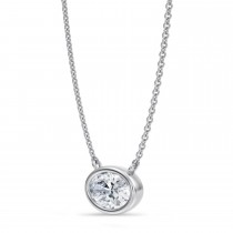 Oval Lab Diamond Pendant Necklace 14K White Gold (1.00ct)