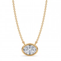Oval Lab Diamond Pendant Necklace 14K Yellow Gold (1.00ct)