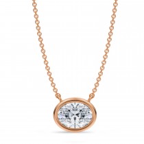 Oval Lab Diamond Pendant Necklace 14K Rose Gold (1.50ct)