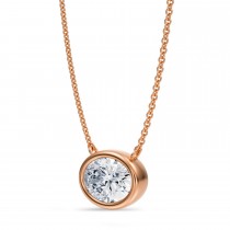 Oval Lab Diamond Solitaire Pendant Necklace 14K Rose Gold (2.00ct)