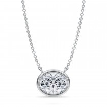 Oval Lab Diamond Pendant Necklace 14K White Gold (2.00ct)
