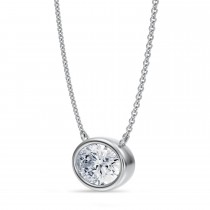 Oval Lab Diamond Pendant Necklace 14K White Gold (2.00ct)