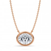 Oval Lab Diamond Pendant Necklace 14K Rose Gold (2.50ct)