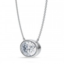 Oval Lab Diamond Pendant Necklace 14K White Gold (2.50ct)