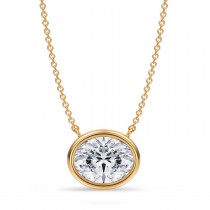 Oval Lab Diamond Pendant Necklace 14K Yellow Gold (2.50ct)