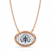 Oval Lab Diamond Pendant Necklace 14K Rose Gold (3.50ct)